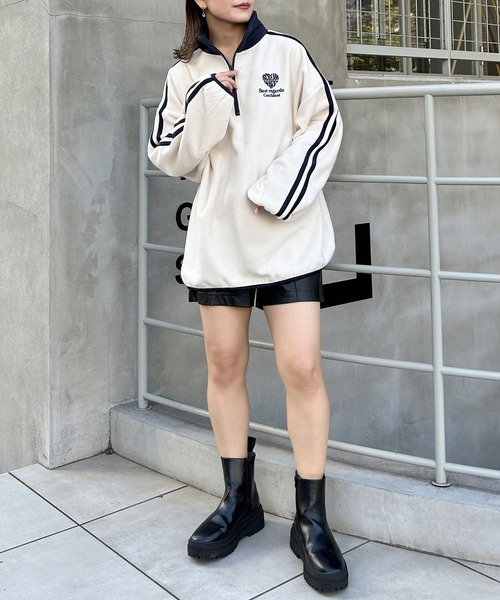 INGNI(イング)の「ハーフZIP配色サイドラインフリーストップス(その他トップス・レディース・ネイビー/アイボリー/ブラック・M)」の6枚目の写真