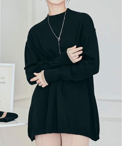 kirakiraShop(キラキラショップ)の「2way ネック チュニック ニット(ニット/セーター・レディース・ベージュ/クリーム/ブラック・L/M)」の8枚目の写真