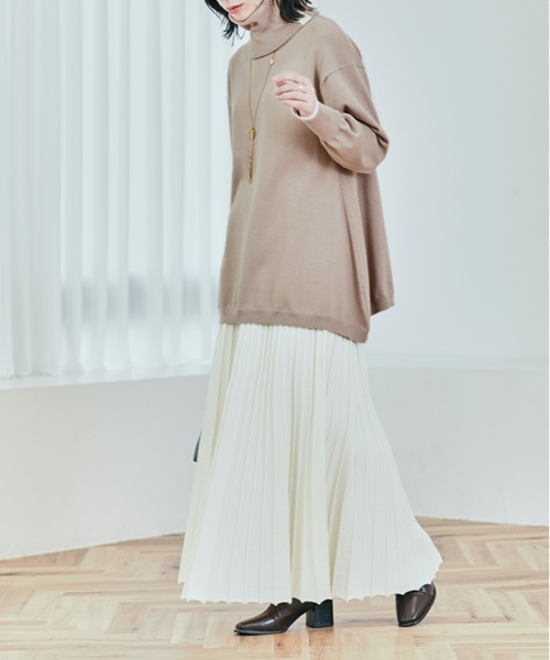 kirakiraShop(キラキラショップ)の「2way ネック チュニック ニット(ニット/セーター・レディース・ベージュ/クリーム/ブラック・L/M)」の12枚目の写真