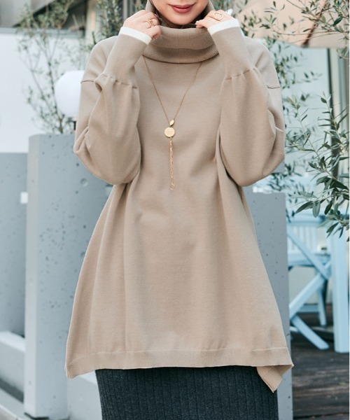 kirakiraShop(キラキラショップ)の「2way ネック チュニック ニット(ニット/セーター・レディース・ベージュ/クリーム/ブラック・L/M)」の17枚目の写真