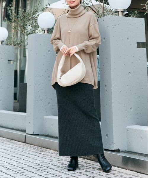 kirakiraShop(キラキラショップ)の「2way ネック チュニック ニット(ニット/セーター・レディース・ベージュ/クリーム/ブラック・L/M)」の18枚目の写真