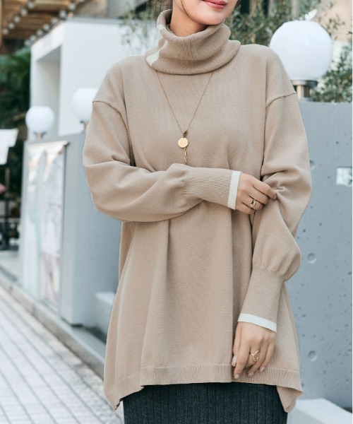 kirakiraShop(キラキラショップ)の「2way ネック チュニック ニット(ニット/セーター・レディース・ベージュ/クリーム/ブラック・L/M)」の19枚目の写真