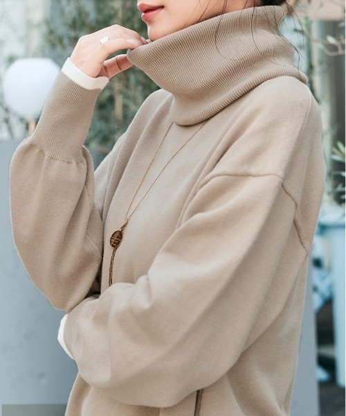 kirakiraShop(キラキラショップ)の「2way ネック チュニック ニット(ニット/セーター・レディース・ベージュ/クリーム/ブラック・L/M)」の21枚目の写真