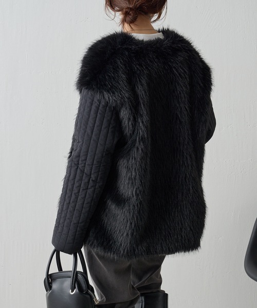 COLLAGE GALLARDAGALANTE（コラージュガリャルダガランテ）の「ファーストライプキルトジャケット/WEB限定（ダウンジャケット/コート・レディース・ブラック/アイボリー・FREE）」の17枚目の写真