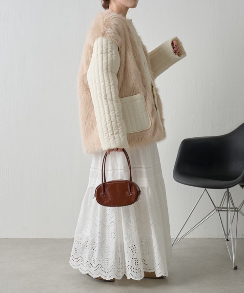 COLLAGE GALLARDAGALANTE（コラージュガリャルダガランテ）の「ファーストライプキルトジャケット/WEB限定（ダウンジャケット/コート・レディース・ブラック/アイボリー・FREE）」の11枚目の写真