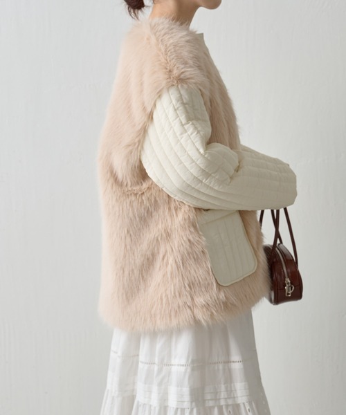 COLLAGE GALLARDAGALANTE（コラージュガリャルダガランテ）の「ファーストライプキルトジャケット/WEB限定（ダウンジャケット/コート・レディース・ブラック/アイボリー・FREE）」の7枚目の写真