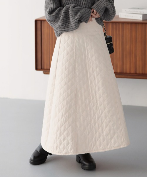 バーニーズ ニューヨーク キルティング カーキ マキシスカート Fサイズ