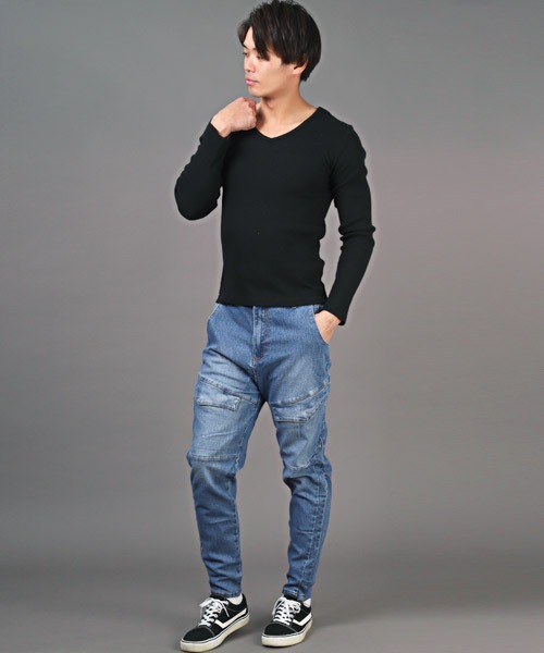 LUXSTYLE（ラグスタイル）の「フロントカーゴパンツ（デニムパンツ・メンズ・ブラック系その他/ライトグレー/ブルー/インディゴブルー・M/L/XL）」の8枚目の写真