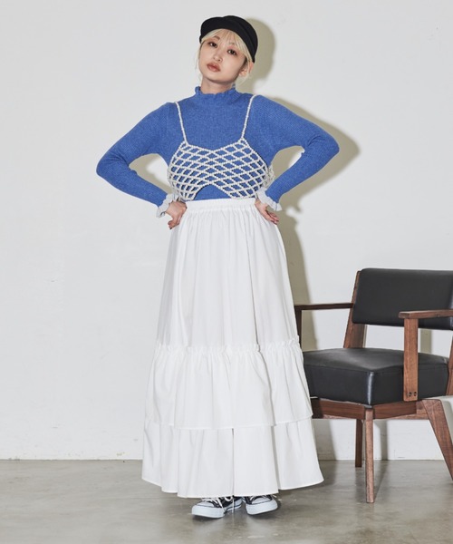 MERLOT(メルロー)の「ボリュームティアードスカート(スカート・レディース・ホワイト/ブラック/ピンク・FREE)」の16枚目の写真