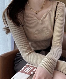 美品　ebure ベージュ ニットセーター 長袖 h107d7747.jpg