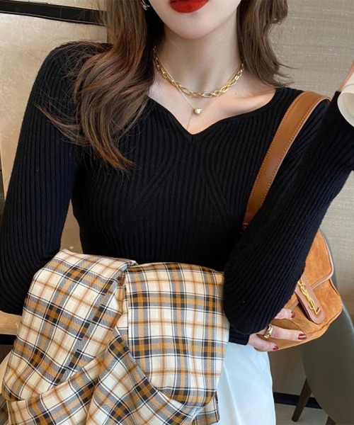 Miniministore(ミニミニストア)の「リブニットトップス レディース 大人秋服(ニット/セーター・レディース・ホワイト/グレー/アイボリー/ベージュ/ブラック/ダークブラウン・フリー)」の9枚目の写真