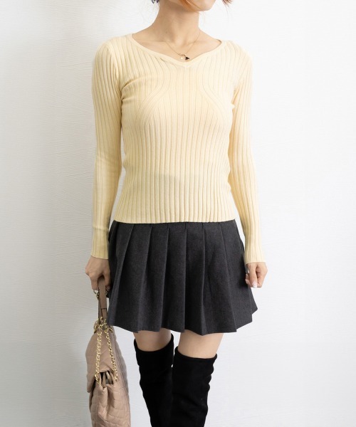 Miniministore(ミニミニストア)の「リブニットトップス レディース 大人秋服(ニット/セーター・レディース・ホワイト/グレー/アイボリー/ベージュ/ブラック/ダークブラウン・フリー)」の19枚目の写真
