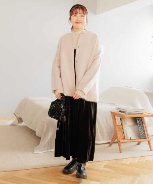 flower(フラワー)の「メルティングベロアワンピース(ワンピース・レディース・ブラウン/ブラック・FREE)」の4枚目の写真