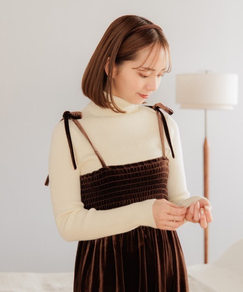 flower(フラワー)の「メルティングベロアワンピース(ワンピース・レディース・ブラウン/ブラック・FREE)」の8枚目の写真