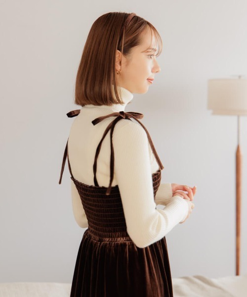 flower(フラワー)の「メルティングベロアワンピース(ワンピース・レディース・ブラウン/ブラック・FREE)」の9枚目の写真