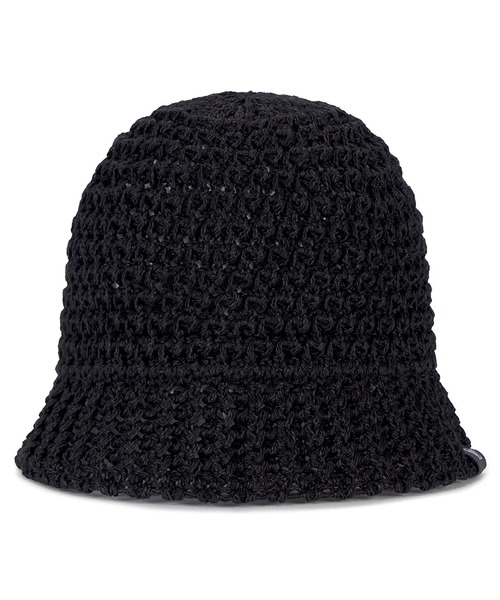 ★VARZAR★ Monogram Label Knit Punching Summer Bucket Hat Bl VARZAR(バザール)の「VARZAR/バザール monogram label knit
