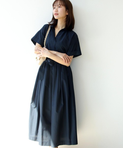 Jines（ジネス）の「ライトタンブラーギャザーシャツワンピース（ワンピース・レディース・ベージュ/ピンク/カーキ/ネイビー・38）」の3枚目の写真