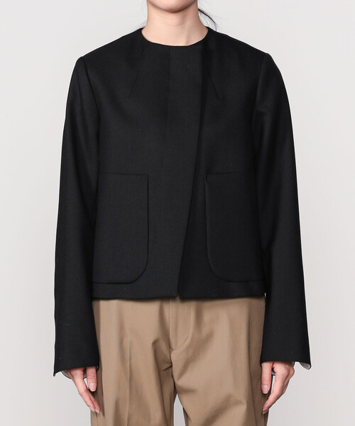 THE SHINZONE ネイビー ノーカラージャケット 24SS】THE SHINZONE シンゾーン KNIT JACKET ノーカラーニット