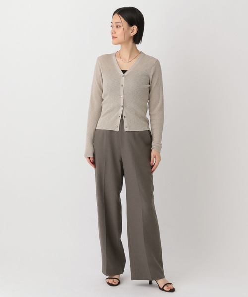 BACCA ベージュ　【未使用品】リネン ハイウエストストレートパンツ セール】シアサッカー スリムストレートパンツ（その他パンツ