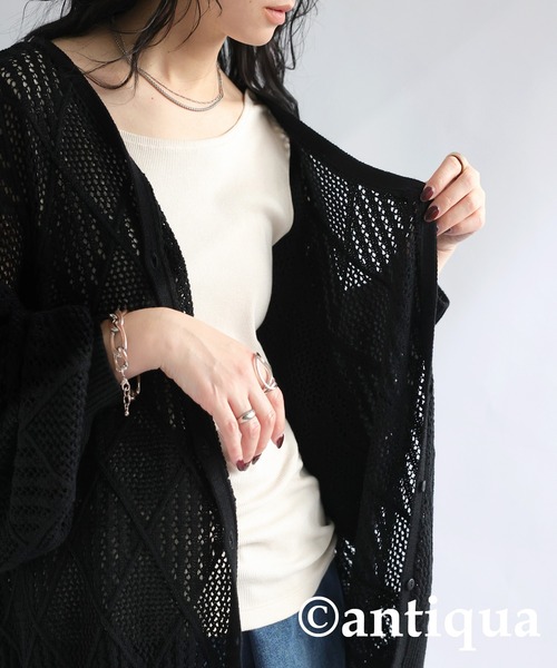 antiqua(アンティカ)の「麻タッチニットカーディガン(カーディガン/ボレロ・レディース・ブルー/ブラック/アイボリー・FREE)」の14枚目の写真