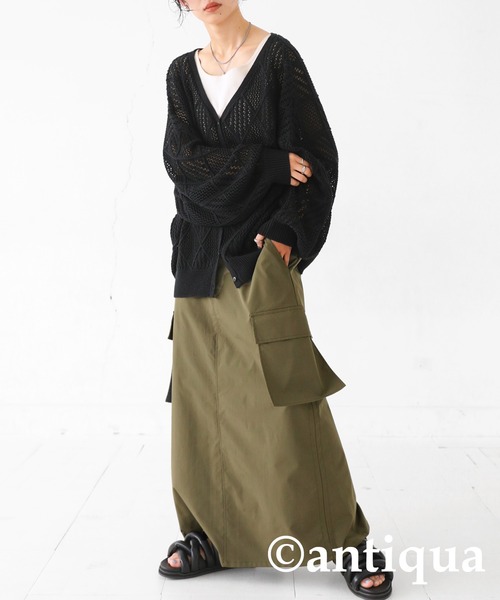 antiqua(アンティカ)の「麻タッチニットカーディガン(カーディガン/ボレロ・レディース・ブルー/ブラック/アイボリー・FREE)」の11枚目の写真