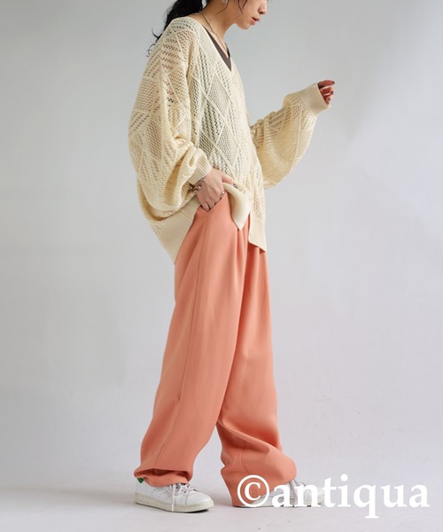 antiqua(アンティカ)の「麻タッチニットカーディガン(カーディガン/ボレロ・レディース・ブルー/ブラック/アイボリー・FREE)」の7枚目の写真