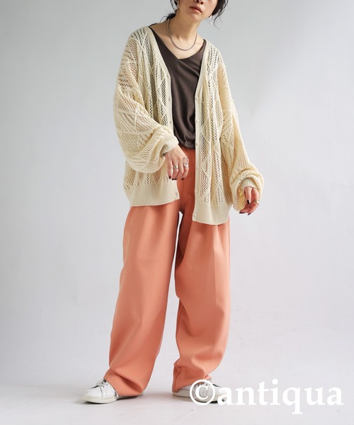 antiqua(アンティカ)の「麻タッチニットカーディガン(カーディガン/ボレロ・レディース・ブルー/ブラック/アイボリー・FREE)」の9枚目の写真