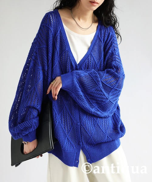 antiqua(アンティカ)の「麻タッチニットカーディガン(カーディガン/ボレロ・レディース・ブルー/ブラック/アイボリー・FREE)」の15枚目の写真