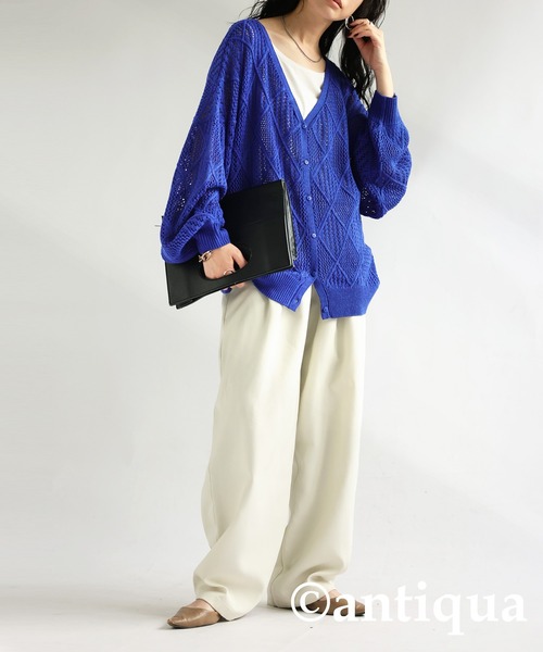 antiqua(アンティカ)の「麻タッチニットカーディガン(カーディガン/ボレロ・レディース・ブルー/ブラック/アイボリー・FREE)」の17枚目の写真
