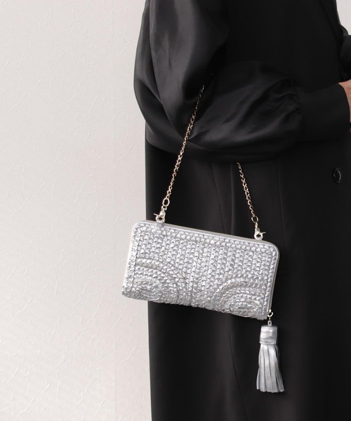 Three Four Time(スリーフォータイム)の「ラムクサリ編みウォレットBAG(財布・レディース・ライトブルー/シルバー/ライトパープル・FREE)」の8枚目の写真