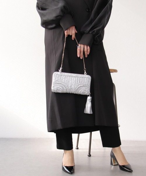 Three Four Time(スリーフォータイム)の「ラムクサリ編みウォレットBAG(財布・レディース・ライトブルー/シルバー/ライトパープル・FREE)」の9枚目の写真