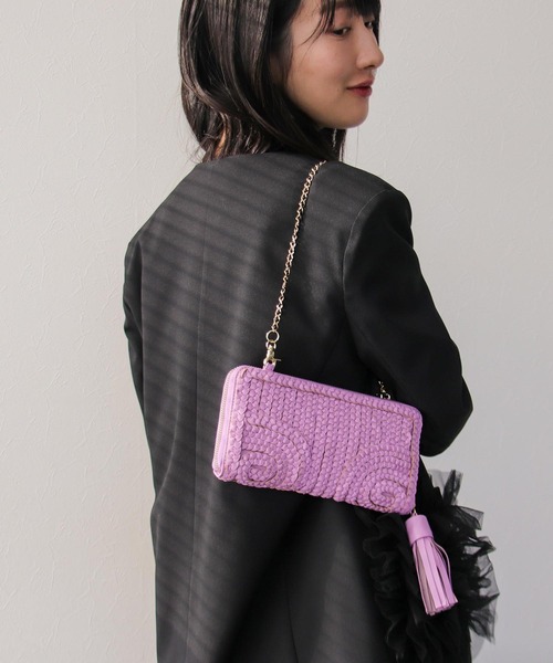 Three Four Time(スリーフォータイム)の「ラムクサリ編みウォレットBAG(財布・レディース・ライトブルー/シルバー/ライトパープル・FREE)」の12枚目の写真