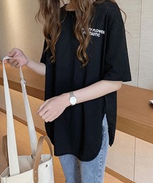ロングtシャツ レディース 韓国 ロゴT