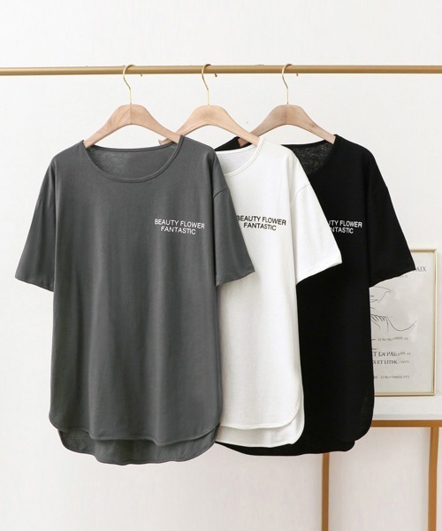 Miniministore(ミニミニストア)の「ロングtシャツ レディース 韓国 ロゴT(Tシャツ/カットソー・レディース・ホワイト/ダークグレー/ブラック・L/XXL/XL/M)」の17枚目の写真