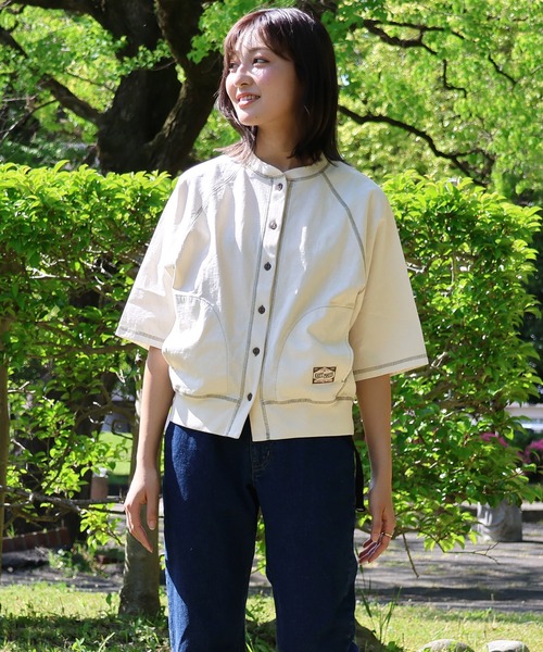 KRIFF MAYER Lady's Collection(クリフメイヤーレディースコレクション)の「異素材切り替えピグメントカーデ(カーディガン/ボレロ・レディース・レッド/ナチュラル/グリーン/チャコール/イエロー・LARGE/MEDIUM)」の4枚目の写真
