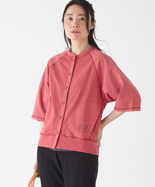 KRIFF MAYER Lady's Collection(クリフメイヤーレディースコレクション)の「異素材切り替えピグメントカーデ(カーディガン/ボレロ・レディース・レッド/ナチュラル/グリーン/チャコール/イエロー・LARGE/MEDIUM)」の2枚目の写真