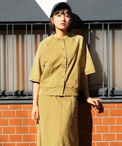 KRIFF MAYER Lady's Collection(クリフメイヤーレディースコレクション)の「異素材切り替えピグメントカーデ(カーディガン/ボレロ・レディース・レッド/ナチュラル/グリーン/チャコール/イエロー・LARGE/MEDIUM)」の1枚目の写真