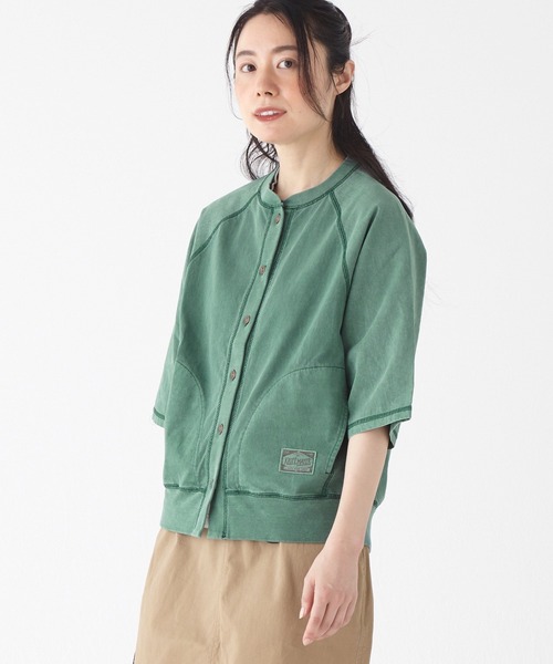 KRIFF MAYER Lady's Collection(クリフメイヤーレディースコレクション)の「異素材切り替えピグメントカーデ(カーディガン/ボレロ・レディース・レッド/ナチュラル/グリーン/チャコール/イエロー・LARGE/MEDIUM)」の5枚目の写真