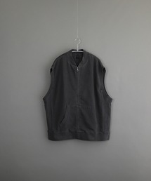 ピグメント加工 裏毛スウェット ビッグシルエット ZIP ベスト