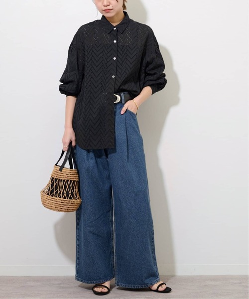 JOURNAL STANDARD relume(ジャーナルスタンダード レリューム)の「《追加》タックデニムワイドレッグ(デニムパンツ・レディース・ホワイト/ライトブルー/ブルー系その他・36/38)」の14枚目の写真