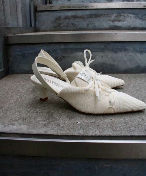 MAISON MAVERICK PRESENTS】Knit Lace-Up Heel Sneakers