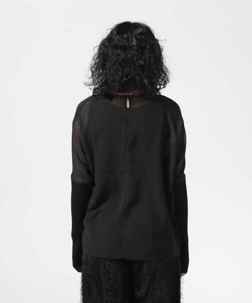 AULA（アウラ）の「AULA/アウラ/ARM KNIT SHEER TOP（Tシャツ/カットソー・レディース・グレー/ブラック・F）」の4枚目の写真