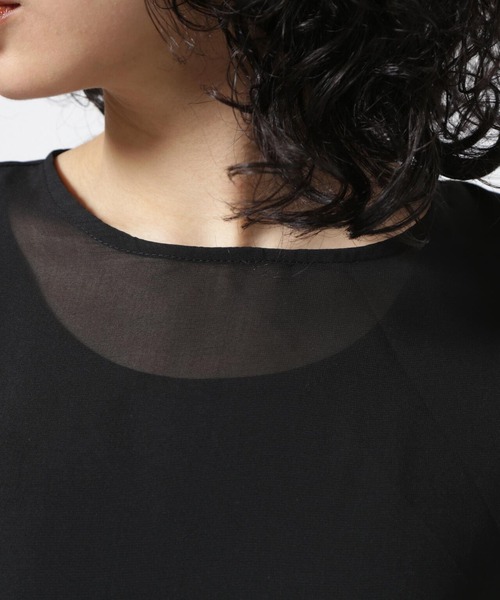 AULA（アウラ）の「AULA/アウラ/ARM KNIT SHEER TOP（Tシャツ/カットソー・レディース・グレー/ブラック・F）」の5枚目の写真