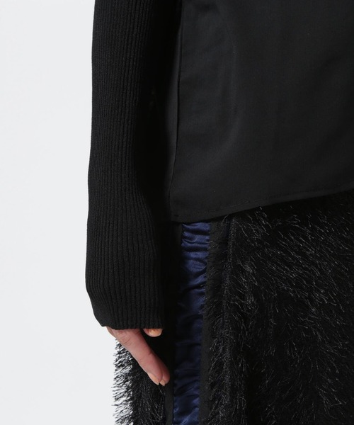 AULA（アウラ）の「AULA/アウラ/ARM KNIT SHEER TOP（Tシャツ/カットソー・レディース・グレー/ブラック・F）」の7枚目の写真