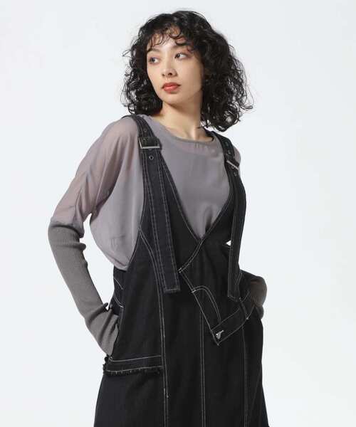 AULA（アウラ）の「AULA/アウラ/ARM KNIT SHEER TOP（Tシャツ/カットソー・レディース・グレー/ブラック・F）」の13枚目の写真