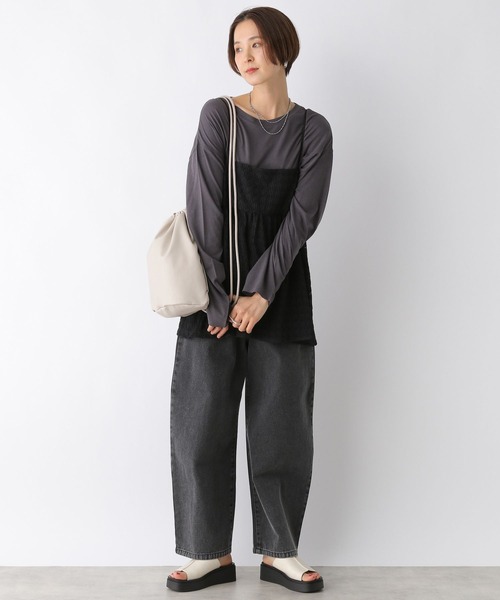 LEPSIM（レプシィム）の「フェイクレザーボンサックショルダー　105138（ショルダーバッグ・レディース・グレイッシュベージュ/ブラック・ONE SIZE）」の6枚目の写真