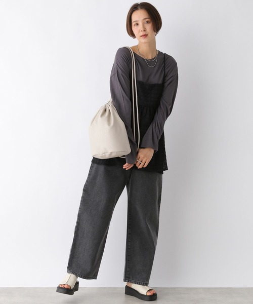 LEPSIM（レプシィム）の「フェイクレザーボンサックショルダー　105138（ショルダーバッグ・レディース・グレイッシュベージュ/ブラック・ONE SIZE）」の7枚目の写真