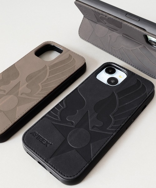 AVIREX（アヴィレックス）の「iPhone15 iPhone14 iPhone13 アヴィレックス [レザー調スタンドケース]（スマホケース/カバー・メンズ・グレー/ブラック/カーキ・iPhone 15）」の10枚目の写真