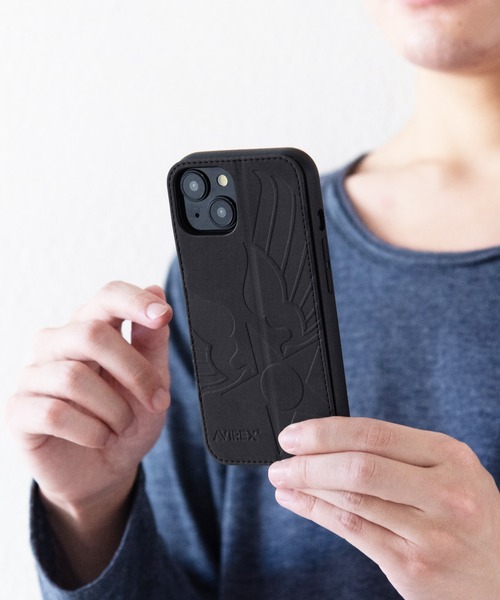 AVIREX（アヴィレックス）の「iPhone15 iPhone14 iPhone13 アヴィレックス [レザー調スタンドケース]（スマホケース/カバー・メンズ・グレー/ブラック/カーキ・iPhone 15）」の14枚目の写真