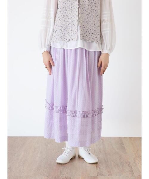 Samansa Mos2（サマンサ モスモス）の「【India crafts】ジャカード裾タックスカート（スカート・レディース・ブラック/グレー/オフホワイト/ラベンダー・F）」の20枚目の写真